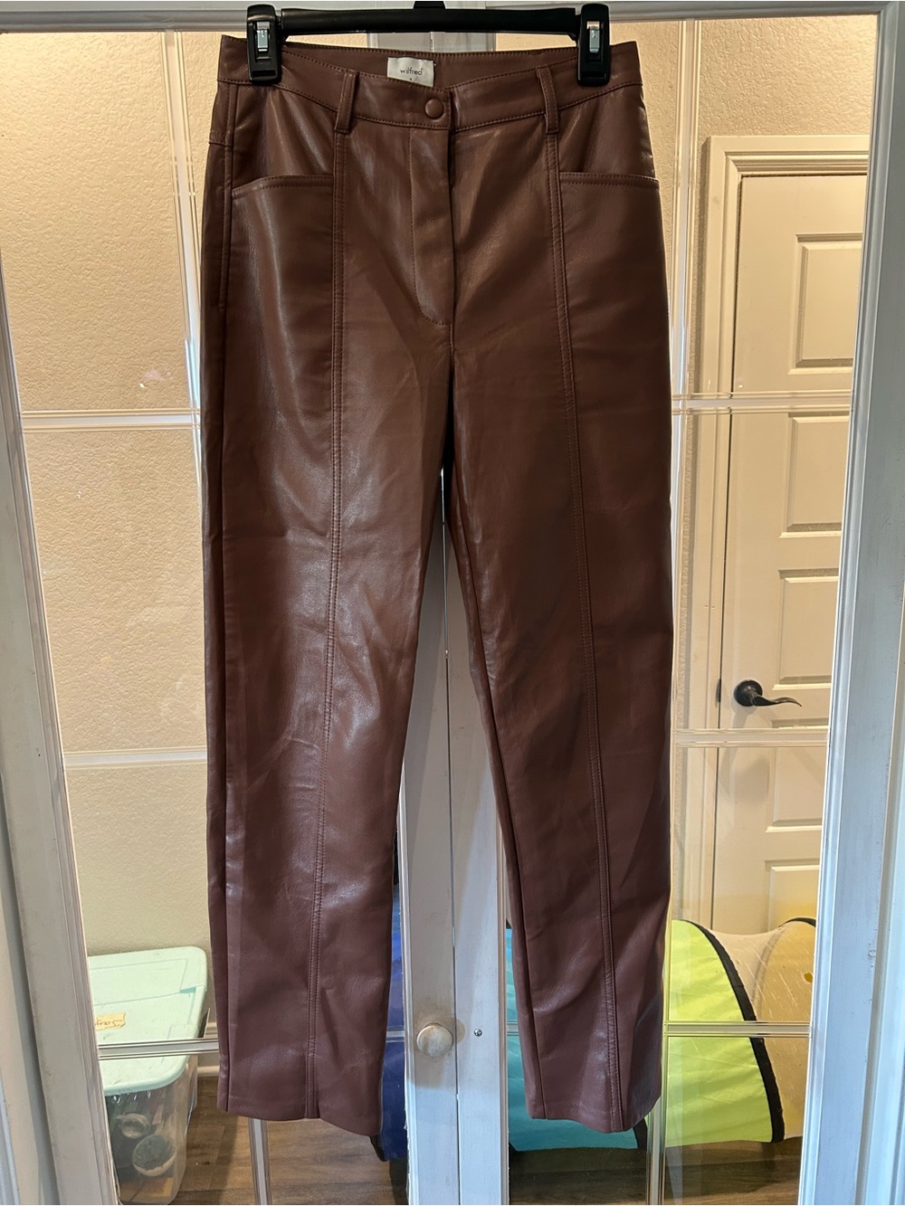 Wilfred mauve Faux Leather Straight-Leg Pants